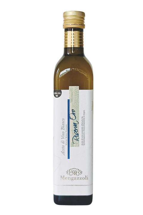 Mengazzoli Aceto di Vino Bianco Riserva Oro 500 ml, italienischer Weißweinessig aus ausgewählten Weißweinen