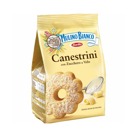 Mulino Bianco Canestrini italienische Butterkekse mit Puderzucker und mürber Textur