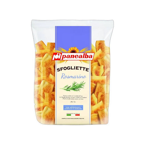 Panealba Sfogliette Rosmarino ofengebackene italienische Cracker mit Rosmarin und knuspriger Struktur