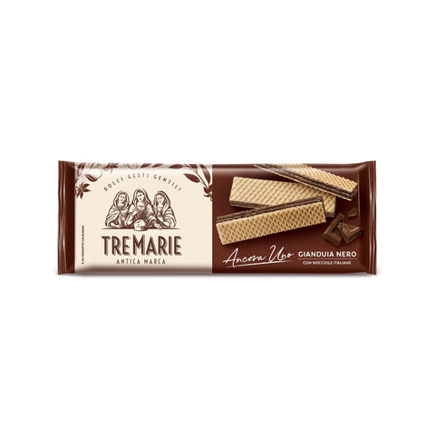 Tre Marie Wafer Gianduia Nero knusprige Waffeln mit cremiger Gianduja-Füllung